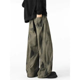 Advbridge Men's Distressed Tie-dye Denim Pants Male Casual Fashion Straight Loose Wide Leg Trousers Jeans Vintage Hip Hop Mopping Pants