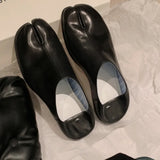 ADVBRIDGE  -  Flat Shoes Woman Silver Tabi Ninja Women Shoes Split Toe Flats Trotters Mocasines Leather Loafers Shoes for Women