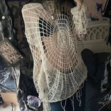 Advbridge Y2k Clothes Spider Web Hollow Hole Design Trendy Men LGBT Streetwear Hooded Pullover Knit Top Sweater Mens Korean Fashion