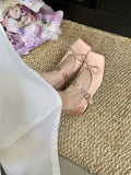 ADVBRIDGE  -  Satin Square Toe Mary Jane Shoe Women Shallow Buckle Bowknot Footwear Ladies Fashion Light Comfort Soft Sole Ballet Flats Women