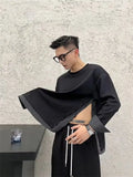 ADVBRIDGE  -  Men's Side Loose Striped Hem Splicing Fake Two-piece Shirt Base Shirt Sweater