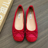 ADVBRIDGE  -  Red New Women Flat Shoes Fashion Shallow Slip On Ladies Elegant Ballerinas Shoes Soft Flat Heel Outdoor Casual Mary Jane S