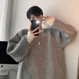 Advbridge Autumn Men's Luxury Striped Knit Pullover Sweater Long Sleeve Casual Streetwear Loose Stylish Leisure Korean Popular Knitwear