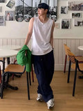 ADVBRIDGE  -  Men's T-shirts Sleeveless 2025 Summer Niche Design Loose Round Neck Trendy Solid Color Simple Male Clothing Tank Tops