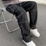 Advbridge Cargo jeans Men Wide Leg Jeans Hip Hop Casual Men's Straight Baggy Denim Pants Streetwear Skateboard Pant Neutral Trousers