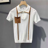 Advbridge Fashionable Pockets Patchwork Knit Mens Polo Shirts Summer Daily Casual Breathable Knitting Tops Vintage Men Polo T Shirts