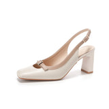 ADVBRIDGE  -  Designer Sandals Women Pumps French Women's Shoes Beige Square Toe High Heels Single Shoes Mary Sandals Sandalias De Mujer