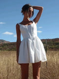 Advbridge Slim White Women Summer Pelpum Short Mini Dress for Petite 2024 Back Zipper Sleeveless Beach Party Tank Vestidos Mujer
