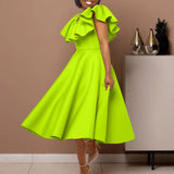 Advbridge 2025 Ruffle Short Sleeve Plus Size Dress Women Solid Large Big Ball Gown Dresses Lady Summer Party Tight Curvy Dress