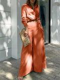 Advbridge  Shirt Long Pants Suits 2 Piece Set Women Long Sleeve Shirt Wide Leg Pants Casual White Spring Summer Outfits 2024 New