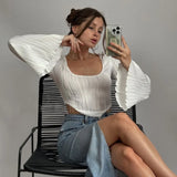 Advbridge aspen outfit winter Flare Flutter Textured Crop Top