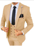 Advbridge Formal Men 3 Piece Wedding Suit Groom Tuxedo Slim Fit Business Suits Champagne Wedding Suit Costume Homme (Blazer+Pants+Vest)