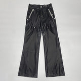 Advbridge Y2k Mens American Retro Design Punk Street Trousers Fashion High Waist Loose Versatile Split Liquid Leather Pants Unisex