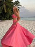 ADVBRIDGE  -  Women Pink Flower Applique Cropped Top Set 2025 Spring Summer Fashion High Waist Long Skirt 2 Piece Suit Vocation Beach Outfit