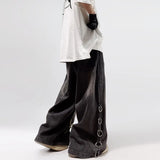 Advbridge American Style Oversized Pocket Retro Baggy Jeans Men Y2k Hip Hop Punk Wide Leg Straight Overalls Black Denim Pants Streetwear