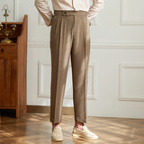 ADVBRIDGE  -  Business Commuting Non-ironing Breathable Double Pleat Striped Trousers Men's Fashionable Business Thin Draped Casual Pants