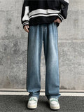 Advbridge Street Clothing American Strap Design Y2K Jeans Loose High Street Trend Straight Pants Casual Jeans Men's Clothing Stretch Jeans