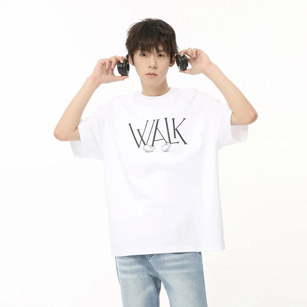 Advbridge Summer Loose Men's T-shirt Korean Style Casual Round Neck Personality Letter Printed Short Sleeved Male Tops 2024 New Fashion