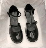 Advbridge New Design Mary Jane Shoes Buckle Pumps Women Elegant Shallow Hollow Thick Heel Casual Shoes Ladies Office Party Leather Shoes