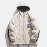 Advbridge Men‘s Wintern outfits Men Winter Fleece Jacket Lamb Wool Hooded Coat Mens Thick Warm Coat Loose Japanese Streetwear Casual Harajuku Zippered Jacket
