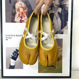 ADVBRIDGE  -  Women Sneakers Flat Shoes Woman Flats Mary Jane Ballet Shoes for Women Red Yellow Silver Split Toe Flats Summer