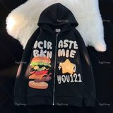 Advbridge High Quality 3D Foam Print Burger Star Zip Hoodie New Sweatshirt Harajuku Couple Jackets Streetwear Y2k Hoodies Goth Women Cloth