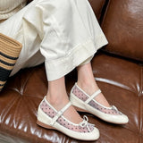ADVBRIDGE  -  Sweet Mesh Polka Dot Mary Jane Shoes Women Summer Breathable Round Toe Ballet Flats Comfort Soft Sole Heightening Single Shoes