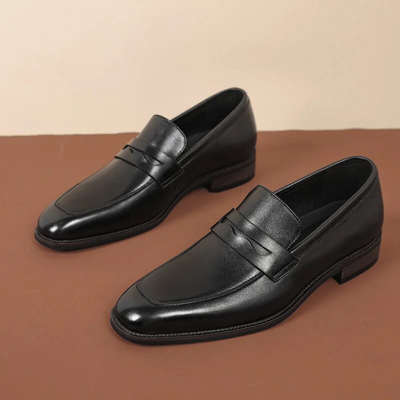 Advbridge Luxury Slip On Dress Shoes Men Genuine Leather Italian Loafer Shoes For Men Black Brown Brand Formal Oxford Men Casual Shoes