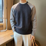 Advbridge Men‘s Wintern outfits 2024 New Sweater Men's Versatile Contrast Color Letter Fashion Casual Knitting Trend Minimalist O-Neck Loose Long Sleeved Tops