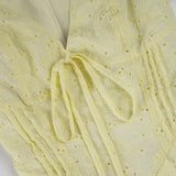 ADVBRIDGE  -  Casual Hollow Out A-Line Dress Slim Deep V-Neck Short Puff Sleeve Mini Dresses For Women 2025 Summer Fashion Streetwear