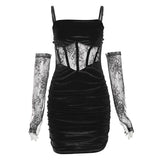 Advbridge Sexy Bodycon Velvet Dresses for Women Spaghetti Strap Corset Slim Waist Slit Evening Party Dress Prom Robe Christmas Vestidos