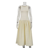 ADVBRIDGE  -  Summer French Sleeveless Vest Dress Pleated Stitching Women's Casual Dress