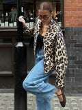 Advbridge Leopard Print Zipper Casual Women's Jacket Fashion Trend Lapel Long Sleeved Pocket Coat Autumn High Street Commute Lady Coats