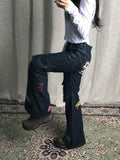 Advbridge Y2k Graphic Cargo Jeans Women Harajuku Grunge Low Waist Denim Trouser Vintage High Street Aesthetic Japanese 2000s Jeans