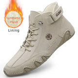 Advbridge Men's Genuine Leather Shoes Ankle Boots Men Sneakers Outdoor Light Lace-Up Casual Shoes Fashion Loafers Winter Warm Boots