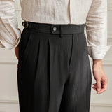 ADVBRIDGE  -  Business Commuting Non-ironing Breathable Double Pleat Striped Trousers Men's Fashionable Business Thin Draped Casual Pants