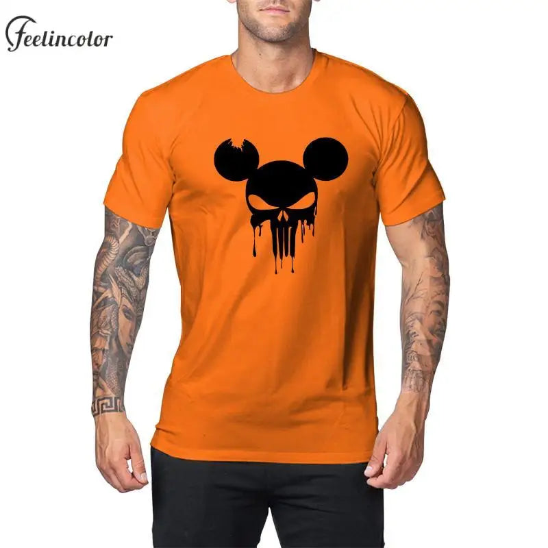 Advbridge Halloween Tear The Grimace T-Shirt For Men Orange Printed T-Shirts Short Sleeve Round Neck Top Fashion Holiday Male Clothing