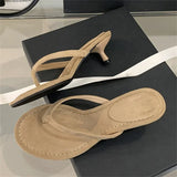 ADVBRIDGE  -  Summer Fashion Round Clip Toe Beach Slippers Women Thin Low Heels Casual Sandals Flip Flops Shoes Zapatos De Mujer