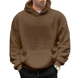 Advbridge Men's Hooded Pullovers Knitted Sweater Winter Thick Fleece Warm Casual Knitwear Coat Solid Color Pullovers Men Hooded Sweaters