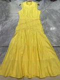 ADVBRIDGE  -  Design sense embroidery elegant sleeveless dress women's summer women's new high waist hollow big swing fashion A-line skirt