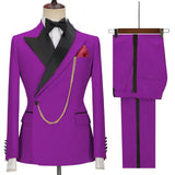 Advbridge Solid Men's 2 Pieces Suit Double Breasted Jacket and Trousers Dinner Party Wedding Groom Tuxedos Slim Fit Formal Business Suits