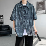 ADVBRIDGE  -  M-5XL Plus Size Men's Chinese Traditional Shirt Tai Chi Kung Fu Turn Collar Knot Button Shirt Short Sleeve Summer Clothing Male