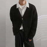 Advbridge Luxury Fleece Solid Knit Sweaters Coats Casual Streetwear Men Fashion Long Sleeve Button Jumper Tops Warm V-Neck Loose Cardigan
