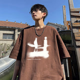 ADVBRIDGE  -  Men's T-shirt Cotton Casual Streetwear Funny Design Print Summer Loose Cool O-neck T Shirt for Men T-shirt Male Tee Plus Size
