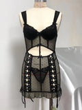 ADVBRIDGE  -  Erotic Underwear Sexy Lingerie Bandage Lace Perspective Mesh Suspender Nightdress Passion Temptation Hot Pajamas + Trousers