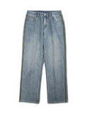 Advbridge Street Clothing American Strap Design Y2K Jeans Loose High Street Trend Straight Pants Casual Jeans Men's Clothing Stretch Jeans