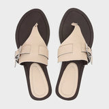 ADVBRIDGE  -  New 2025 Summer Designer Flip Flops Women Fashion Metal Buckle Soft Leather Flat Sandals Lightweight Comfortable Beach Slippers