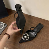 Advbridge 2025 Flower Pointed Toe High Heels Women Luxury Designer Sandals Female Summer Elegant Fashion Pumps Flower Mule Slippers Women