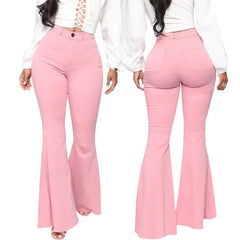 Advbridge White Flare Jeans for Women 2024 Spring Summer Slim High Waist Stretch Skinny Boot-cut Denim Pants Woman Pink Bell Bottom Jeans