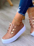 ADVBRIDGE  -  White Shoes Women 2025 Fashion Round Toe Platform Shoes Size 43 Casual Shoes Women Lace Up Flats Women Loafers Zapatos Mujer